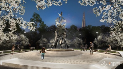 Бронзовый монумент "Семья - залог мира" в парке 300-летия