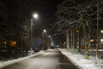 Ночь, улица, светильник, Приозерск…